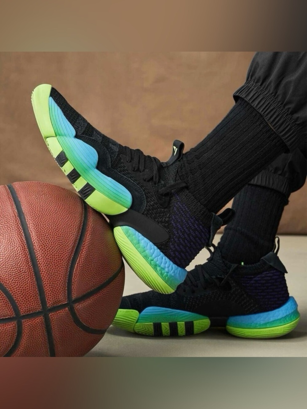 Mens adidas Trae Young 2.0 Basketball Shoes in Black & Neon Green